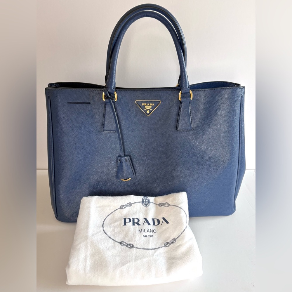 PRADA Saffiano Lux Large Tote Blue
